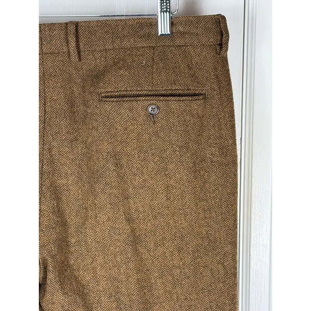 J Crew Slim Bedford Brown Tweed Wool Blend Trousers Mens 36x32